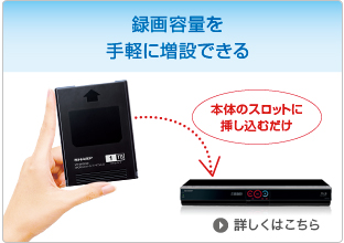録画容量を手軽に増設できる　詳しくはこちら