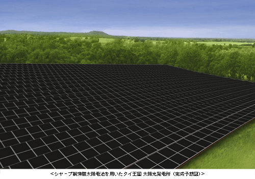 ＜シャープ製薄膜太陽電池を用いたタイ王国 太陽光発電所(完成予想図)＞