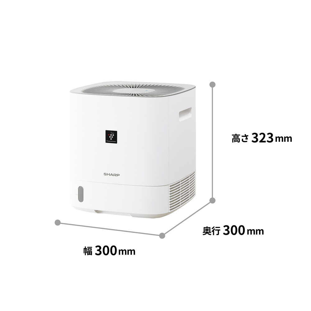 デシカント方式衣類乾燥除湿機CV-R60:外形寸法、幅300mm×奥行300mm×高さ323mm