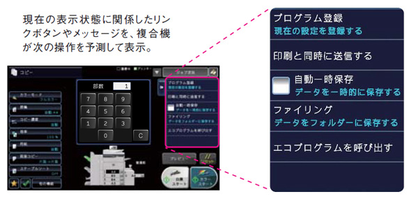 次の操作をアシストするアクションパネル機能