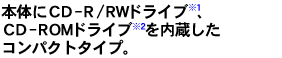 �{�̂�CD-R/RW�h���C�u��1�ACD-ROM�h���C�u��2����������R���p�N�g�^�C�v�B
