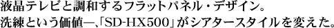 �t���e���r�ƒ��a����t���b�g�p�l���E�f�U�C���B�����Ƃ������l�\�A�SD-HX500����V�A�^�[�X�^�C����ς����B