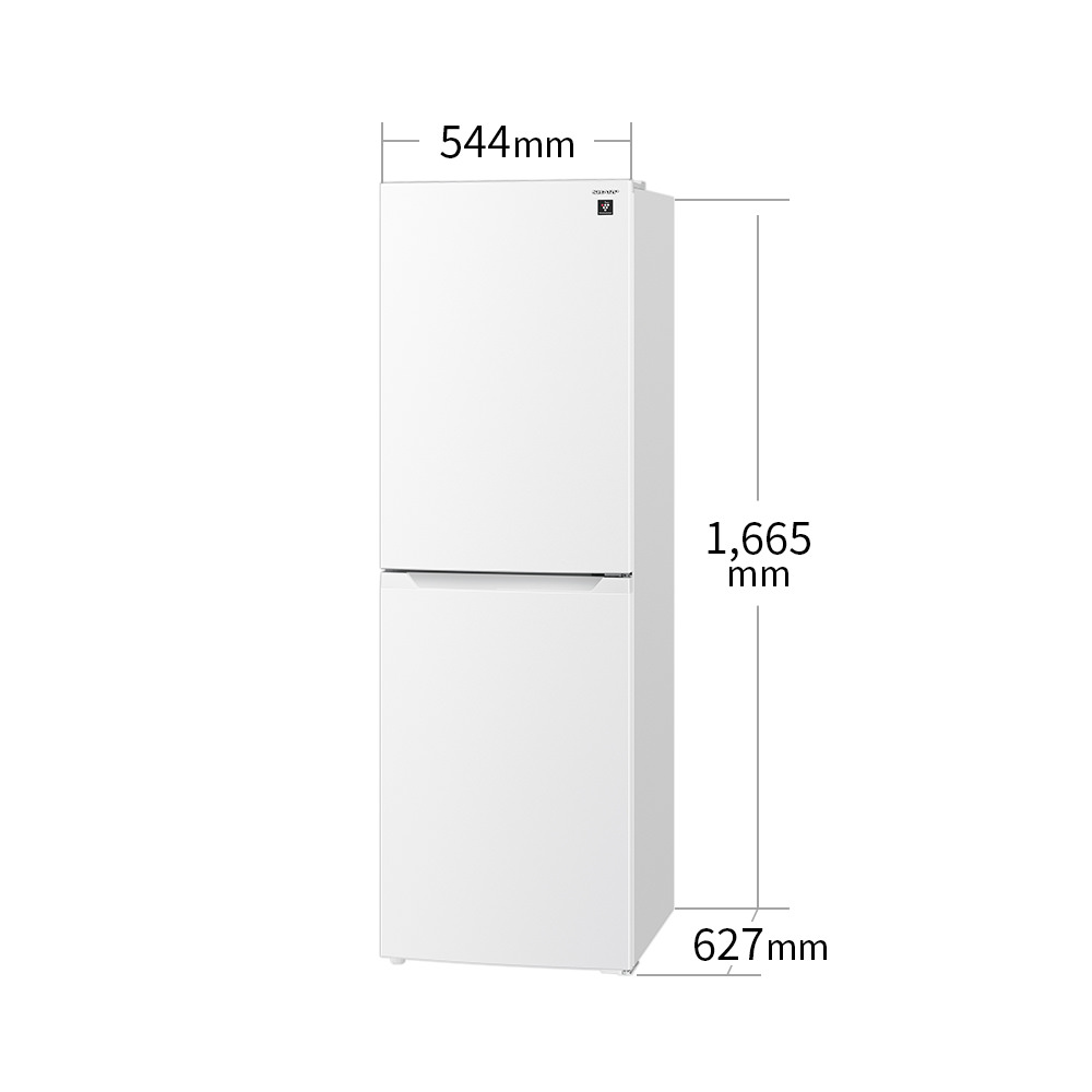 冷蔵庫:SJ-BD23M-W:外形寸法、幅544mm×奥行627mm×高さ1665mm