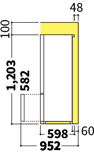 冷蔵庫の側面図