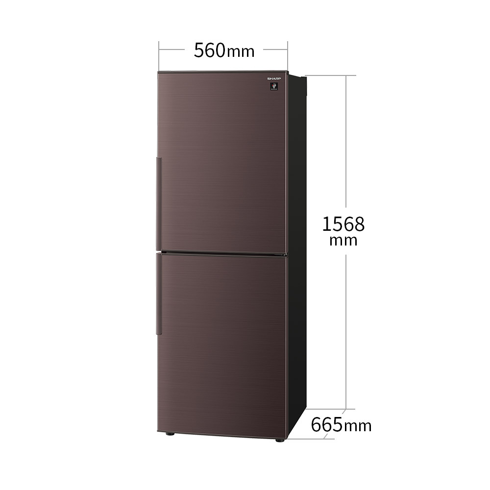 冷蔵庫:SJ-PD28K:外形寸法、幅560mm×奥行665mm×高さ1568mm