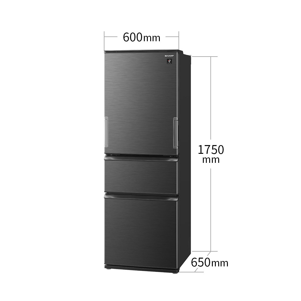 冷蔵庫:SJ-PW37K:外形寸法、幅600mm×奥行650mm×高さ1750mm