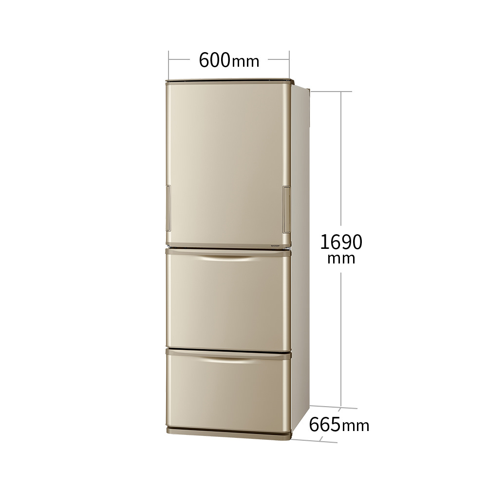 冷蔵庫:SJ-W359K:外形寸法、幅600mm×奥行665mm×高さ1690mm