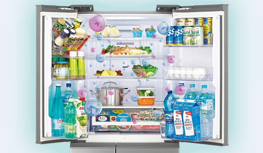 プラズマクラスターイオンが冷蔵室を循環するイメージ