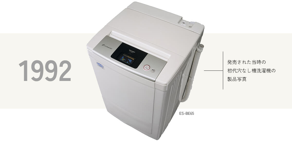 1992年、発売された当時の初代穴なし槽洗濯機の製品写真
