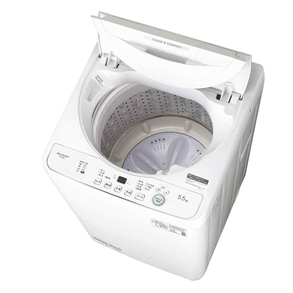 全自動洗濯機:ES-GE5H-W:斜め 開き