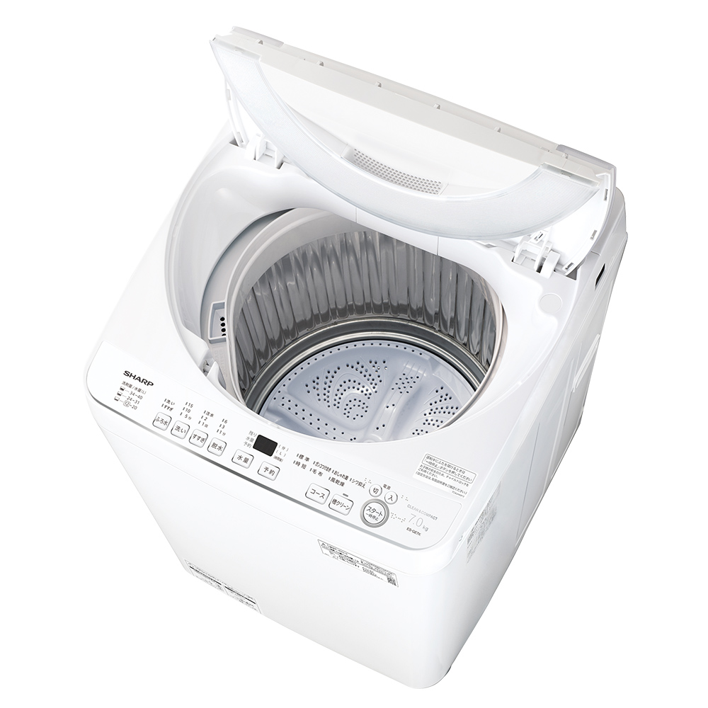 ドラム式洗濯乾燥機 ES-GE7K：-S（シルバー系・斜め上）