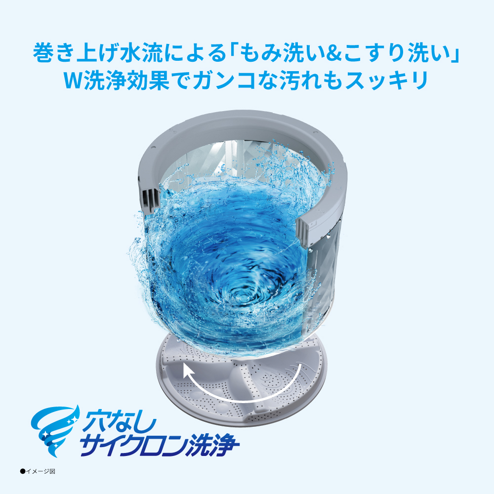 全自動洗濯機:ES-GV9H:巻き上げ水流による「もみ洗い&こすり洗い」ダブル洗浄効果でガンコな汚れもスッキリ