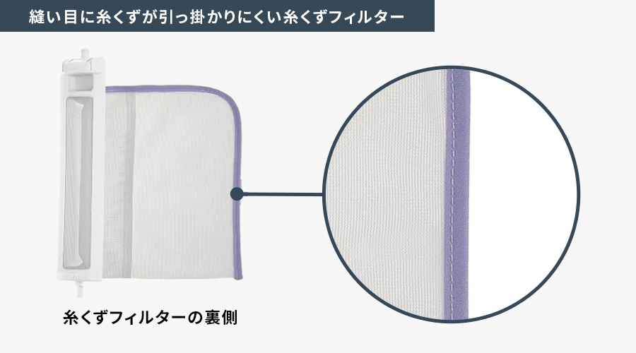 縫い目に糸くずが引っ掛かりにくい糸くずフィルターの画像