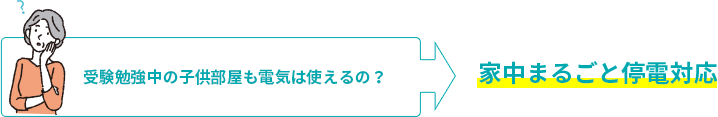 受験勉強中の子供部屋も電気は使えるの？→家中まるごと停電対応