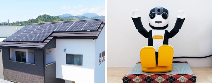 売電・自家消費中は、ロボホンがバンザイしてお知らせ