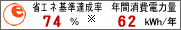ȃGlB74%ANԏd͗62kWh/N